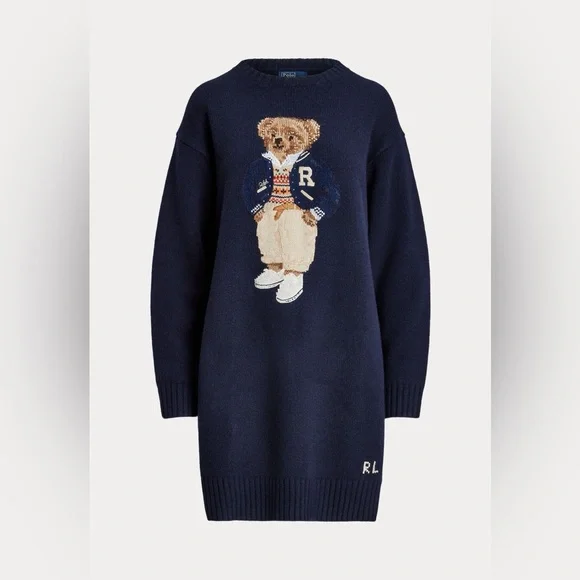 Polo Bear Crewneck Navy Sweater Dress. Size XS Brand New - Picture 2 of 13